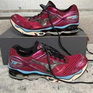 Mizuno Wave Creation 13 Womens Running Shoes Pink Black Blue 8KN-20109 Size 10